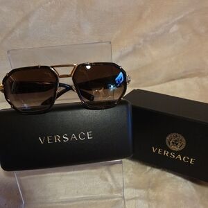 Versace Gold and Black Sunglasses